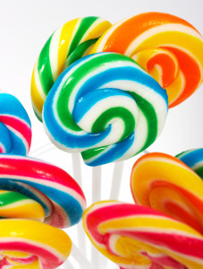 Multicolored Twisted Candy On Sticks For A Treat