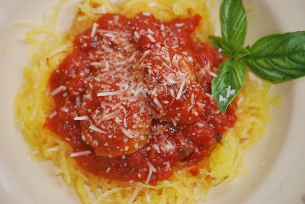 picture of spaghetti squash and meatballs recipe photo