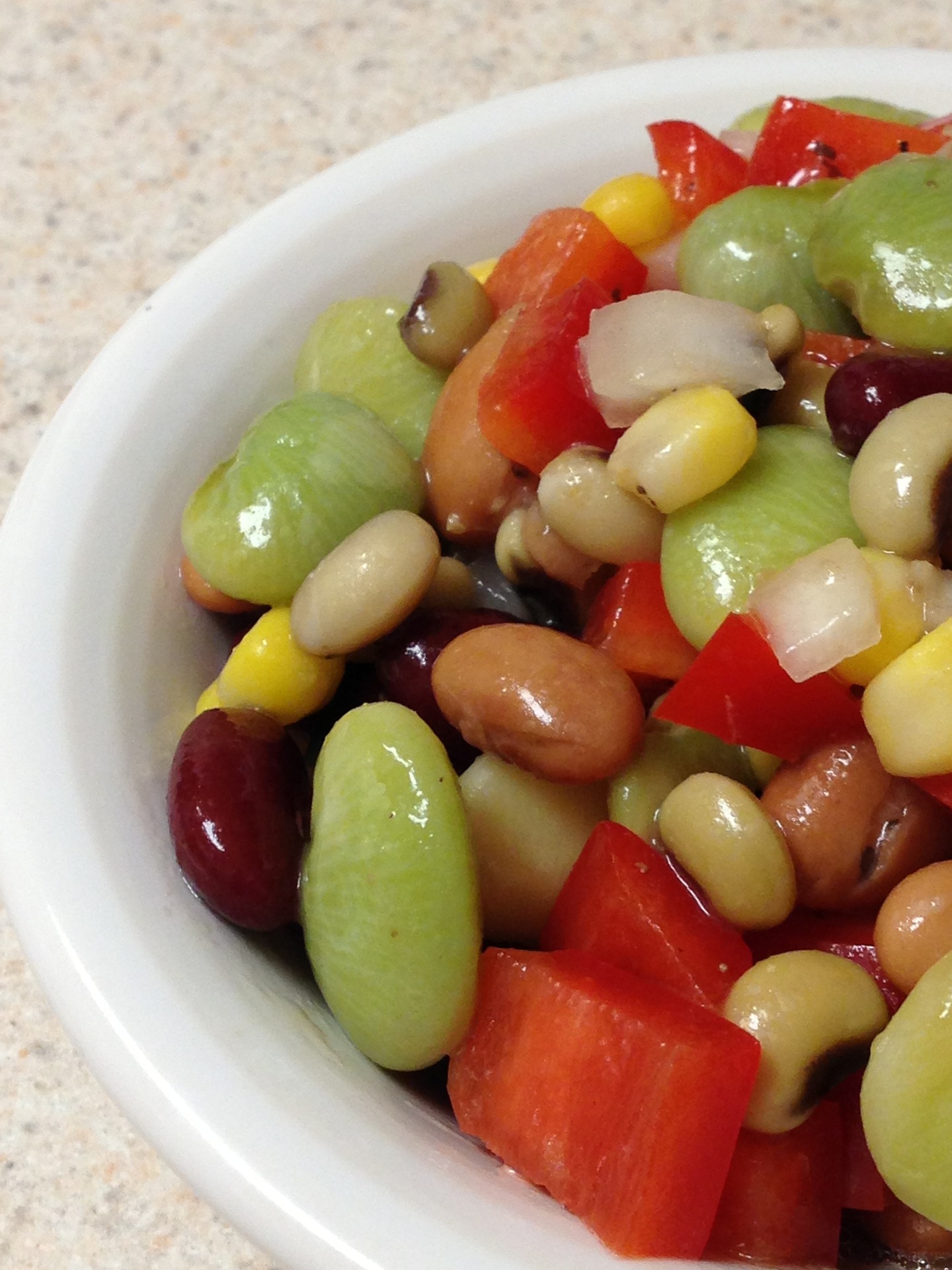 Beans and other ingredients in a salad