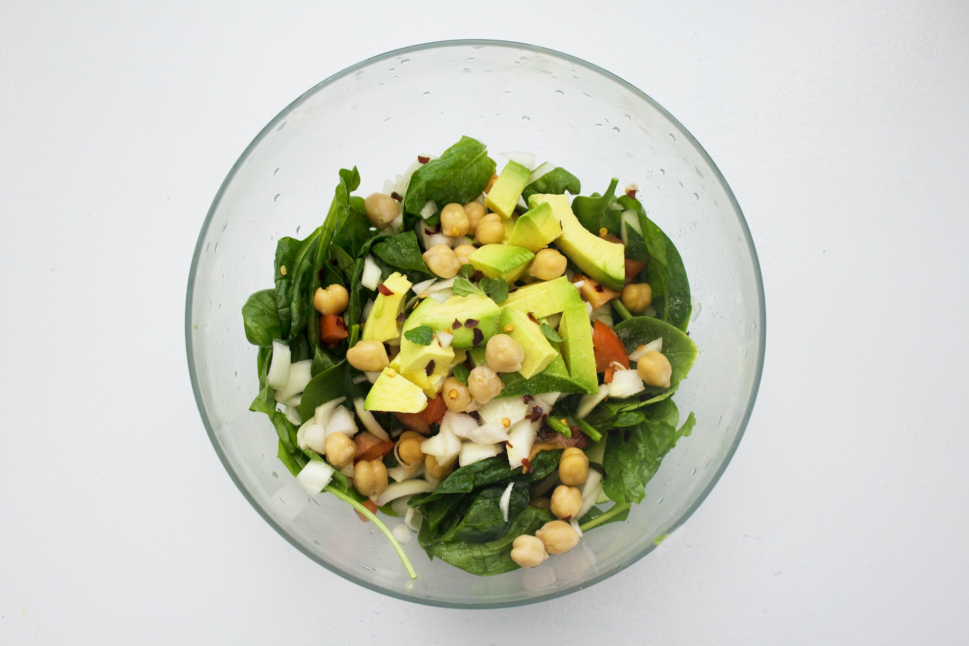 Top down view of chickpea salad